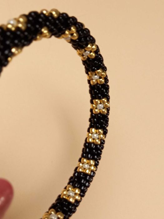 Ręcznie robiona bransoletka z koralików TOHO "Golden flower" (duża)