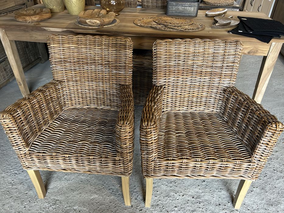 Fotel rattan komplet 2szt. Loberon farmhouse rustykalne komplet