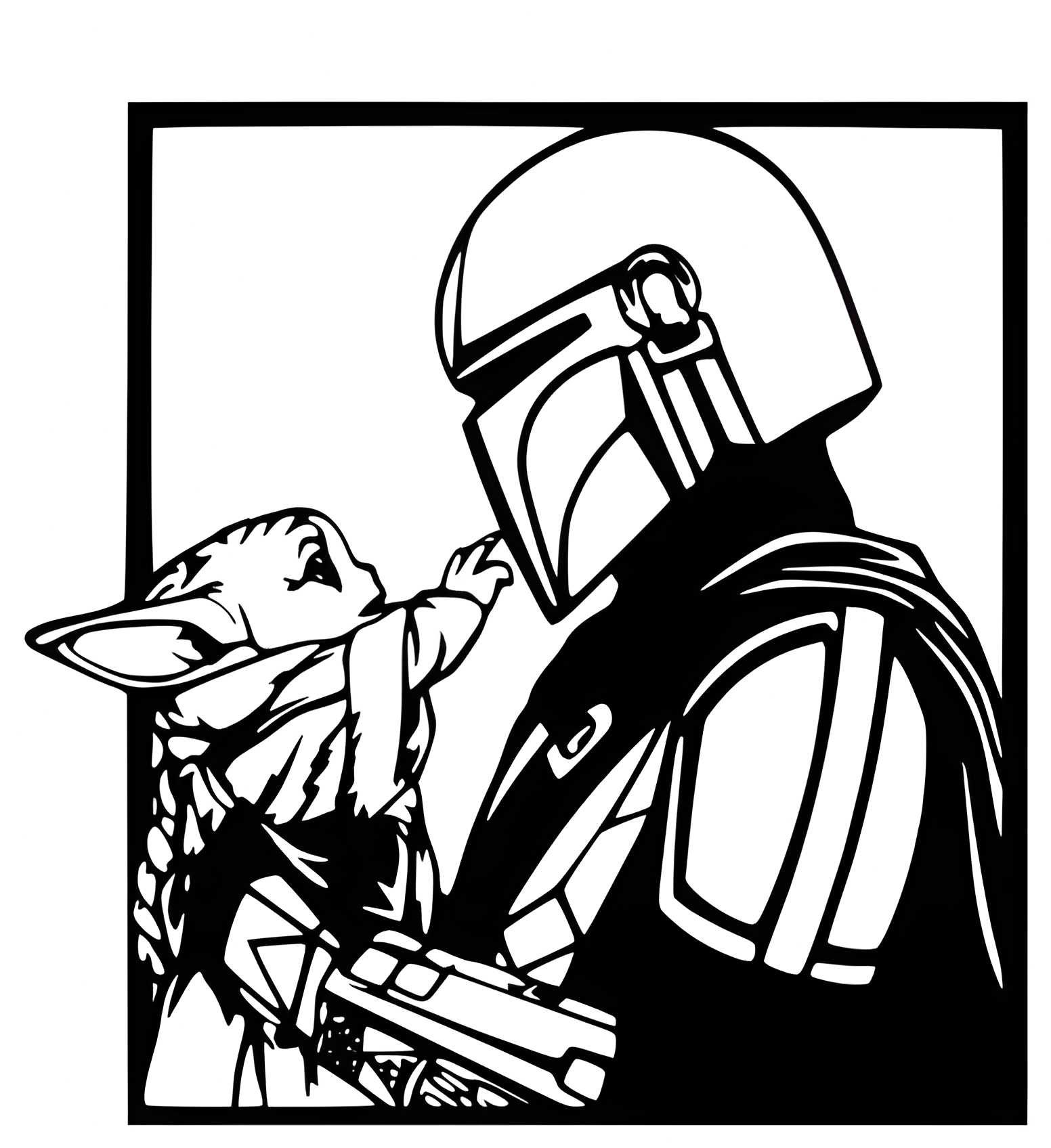 Mandolarian Grogu Star Wars Figura Ozdobna na ścianę Panel