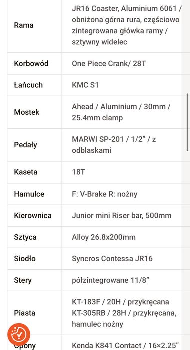 Sprzedam rower scott contessa 16 x 2.25