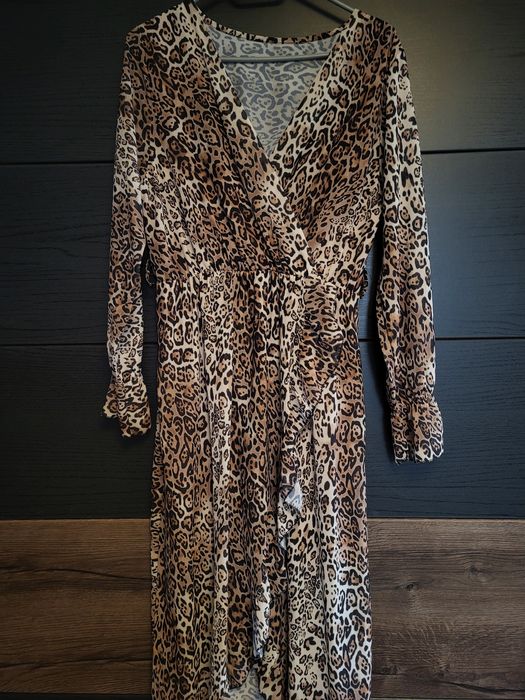 Sukienka panterka rozmiar uniwersalny z podszewką damska