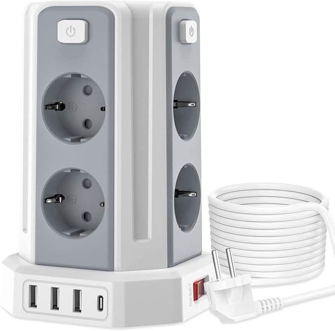 Listwa zasilająca z przełącznikiem 8 gniazd 4 USB Przedłużacz Samerive