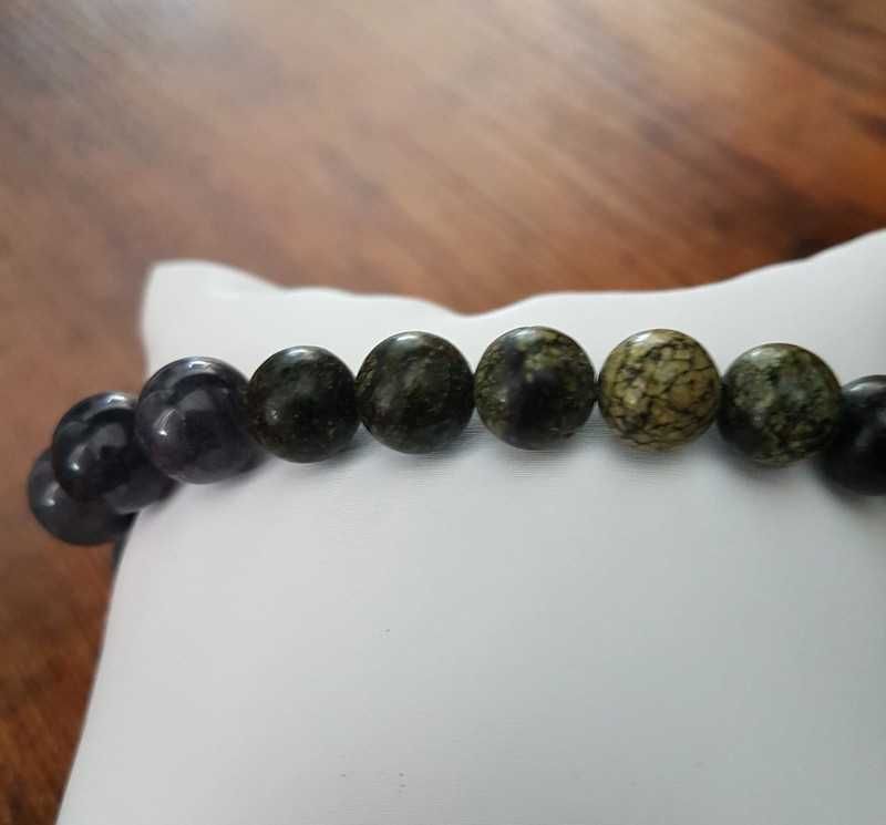Bransoleta męska z naturalnymi kamieniami jadeit i serpentynit