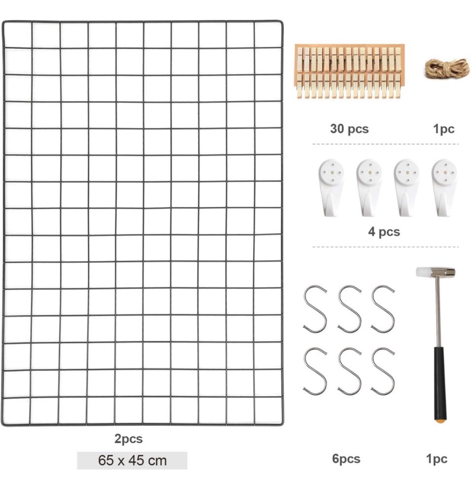 Fotościanka SONGMICS zestaw panel siatkowy na zdjęcia (2szt) 90x65cm