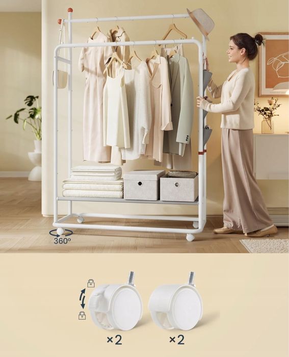 Wieszak stojący stal nierdzewna Songmics biały