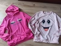 Dwie bluzy dziewczęce rozmiar 158 cm różowa i pudrowy róż