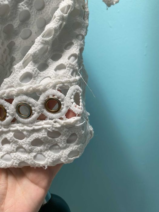 Biała romantyczna letnia sukienka ażurowa koronka y2k old money