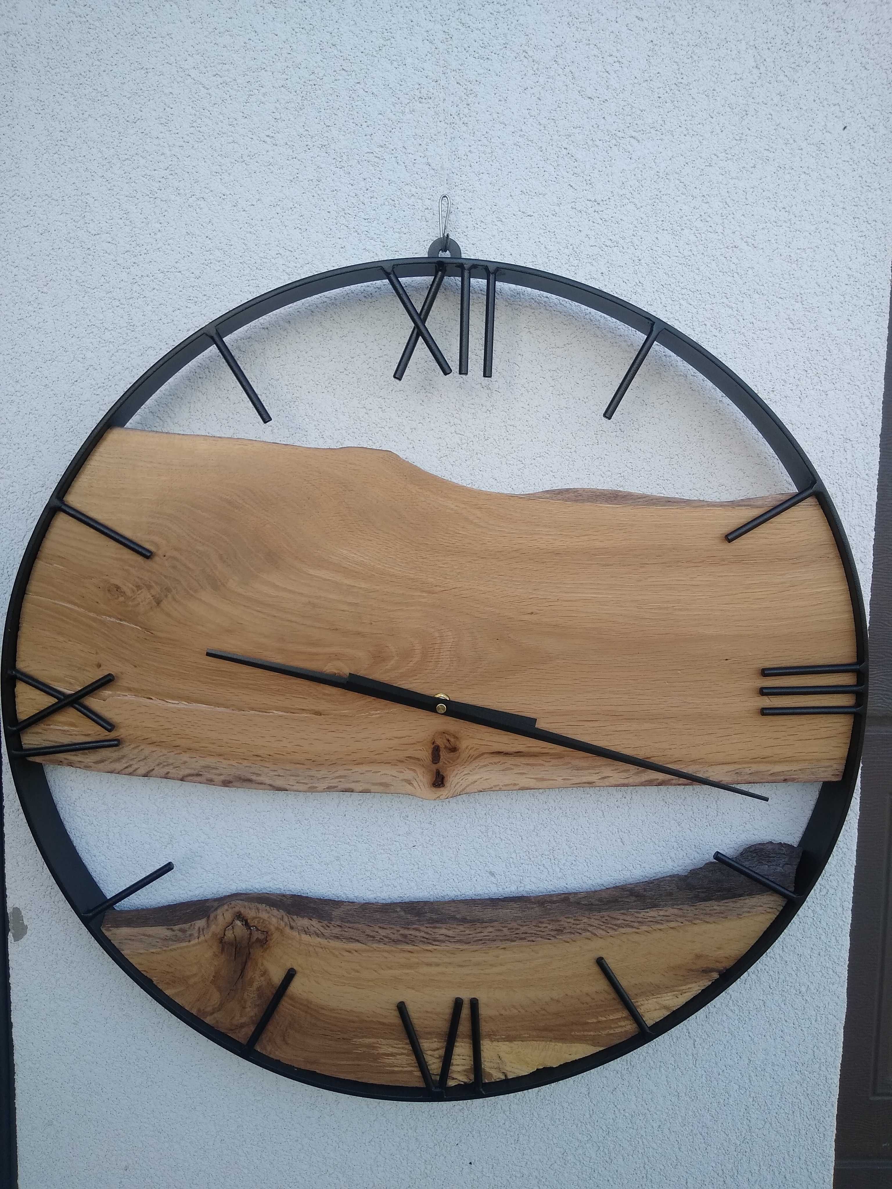 Zegar ścienny loft 58 - 62 cm dąb , orzech.
