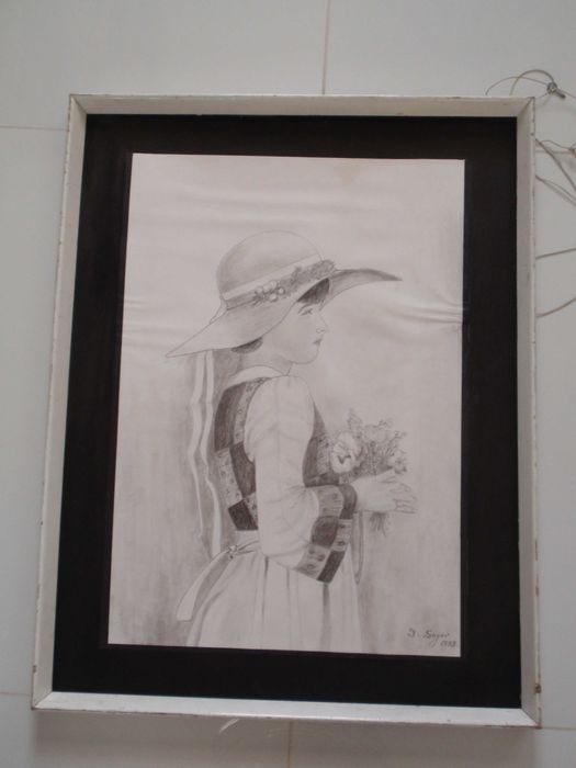 Dziewczynka, rysunek, obraz  : 64 / 49,5 cm !