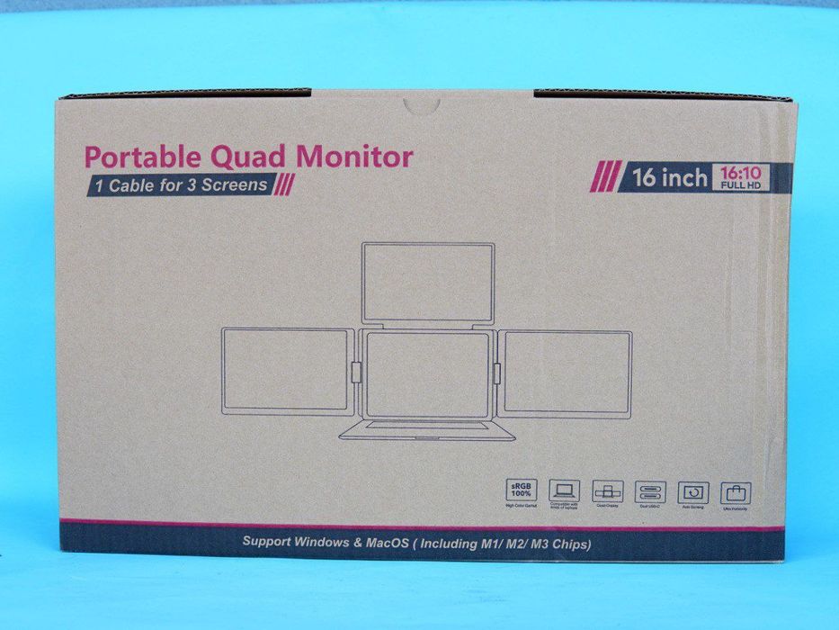 16-дюймовый портативный монитор с четырьмя экранами и разрешением 1080