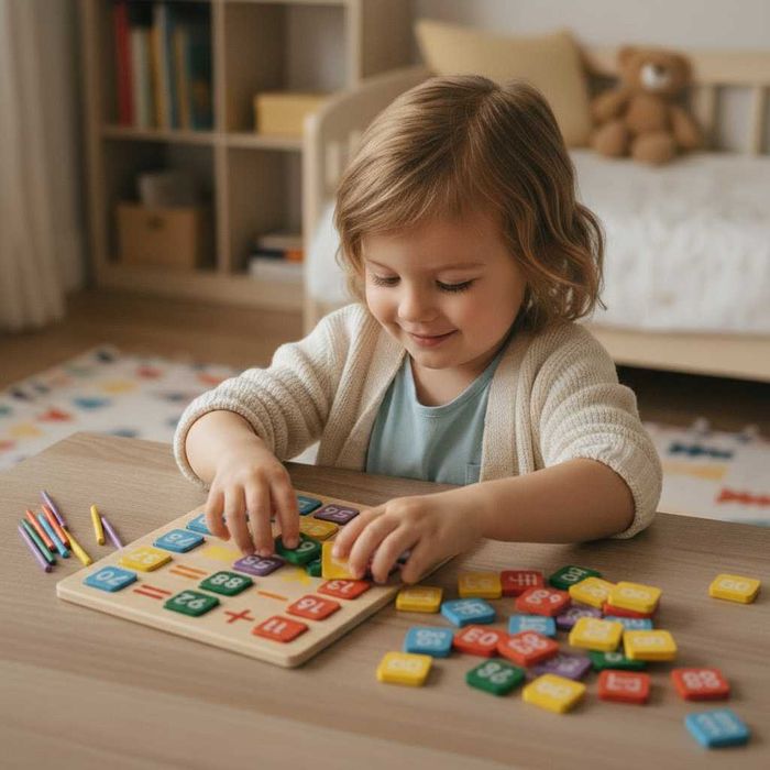Дерев'яна математична гра для вивчення таблиці множення та ділення