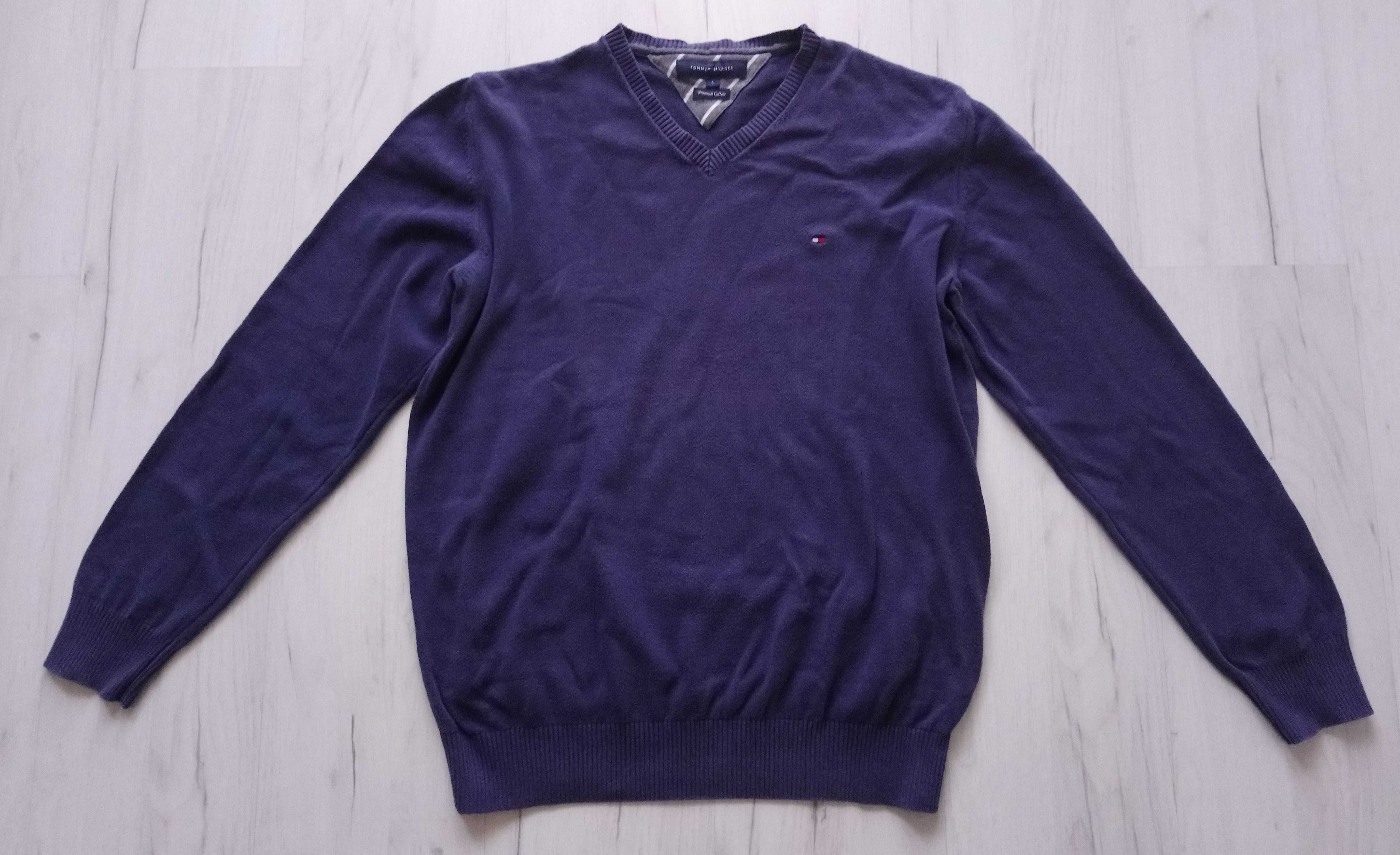 Męski lekki sweter Tommy Hilfiger rozmiar L premium cotton