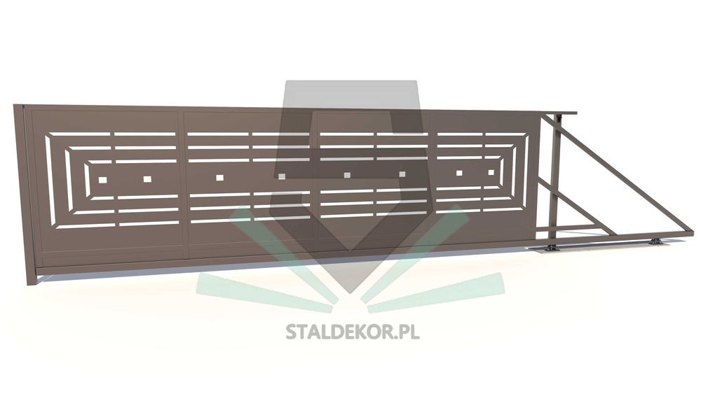 Brama przesuwna 4m, 5m, 6m, wycinana laserowo CNC, panelowa.