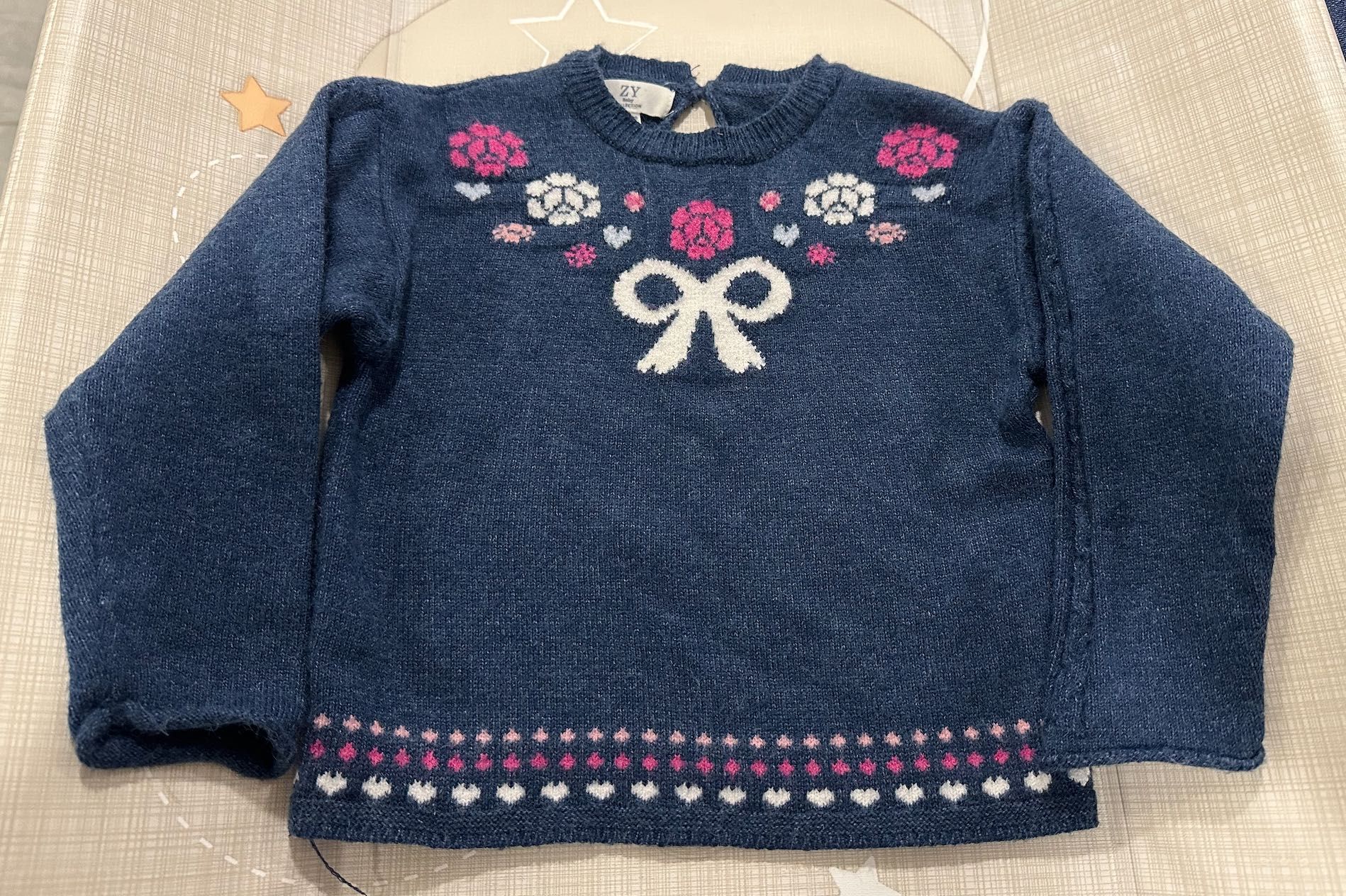 Camisola Quentinha Azul Flores Rosa/Branco (12-18M) Zippy