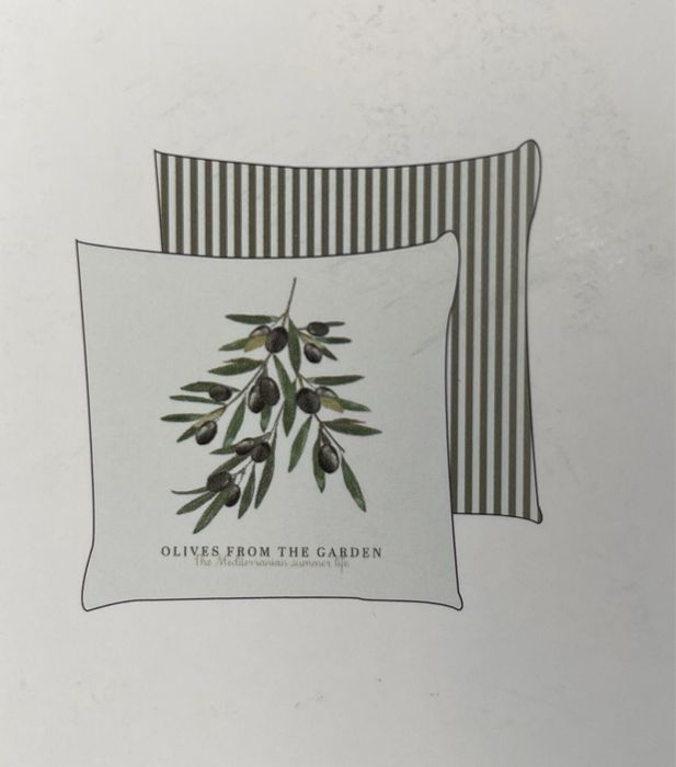 3 poszewki na poduszki z oliwka i w zielone paseczki