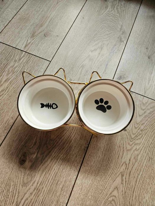 Miski miska dla psa na karmę i wodę dla kota złote  glamour eleganckie