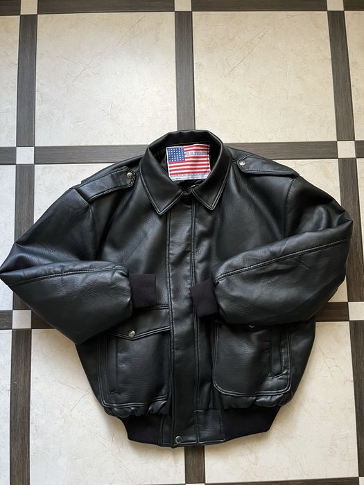 Вінтажна шкіряна куртка пілот авіатор (бомбер) оверсайз фіт. u.s force