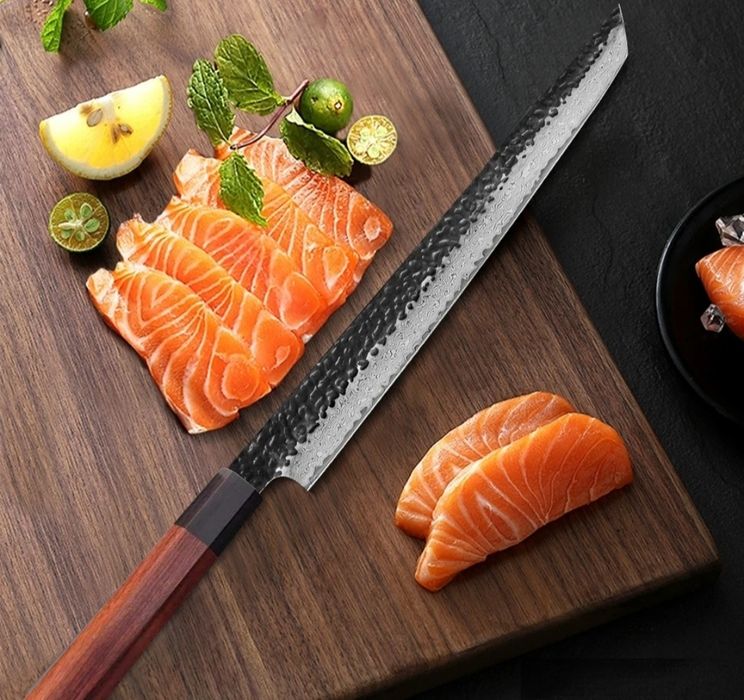Японський ніж дамаск ручної роботи,для суші,сашимі,янагіба,філе/суши.