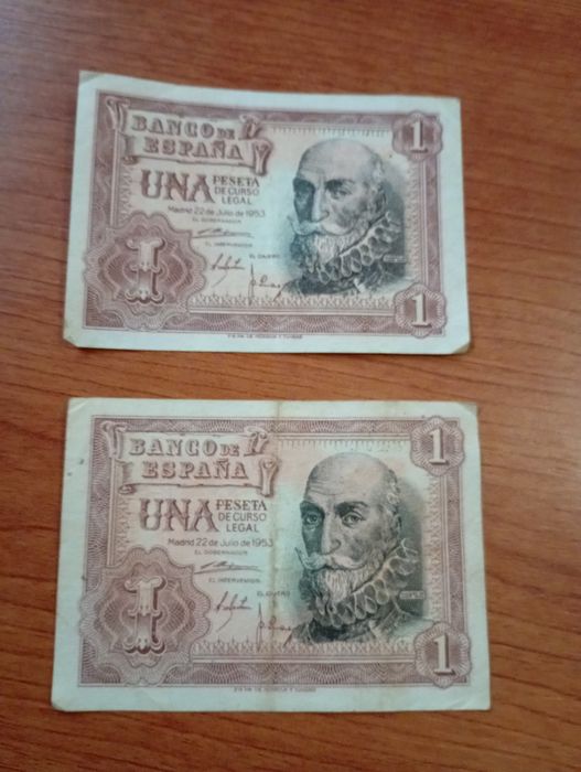 2 notas de 1 peseta .Banco de Espanha.