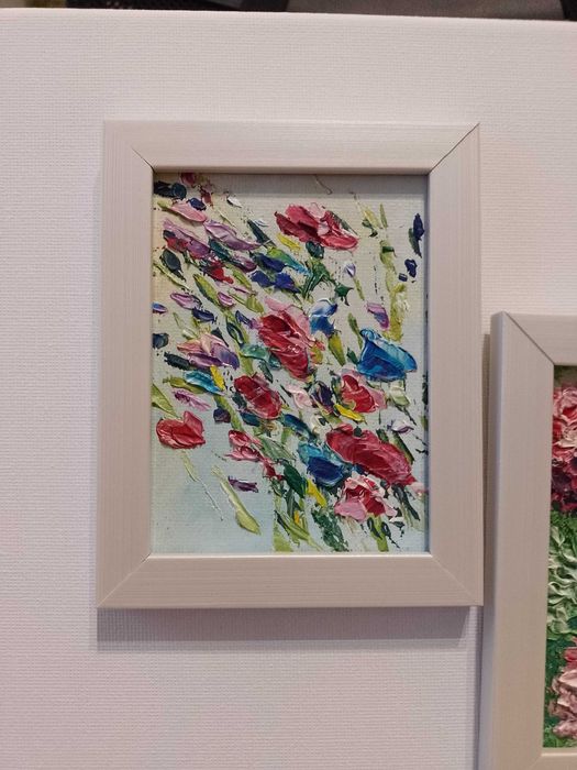 0braz olejny miniatura 9 x 12cm w ramce 2 sztuki
