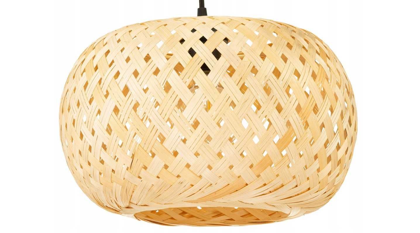 CIEPŁY KLIMAT W SALONIE Lampa wisząca czarna BOHO bambusowa 35cm