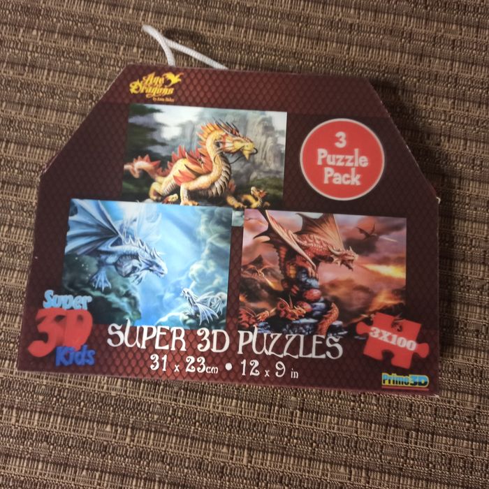 Пазли PRIME 3D 10213 дракон 3в1 (3х100деталей) 31-23см