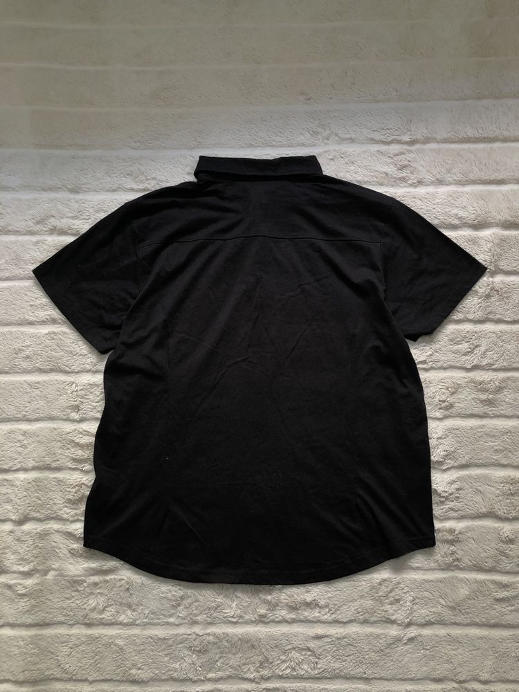 ZARA (L/XL) Man Basic Black мужская поло рубашка черная короткий рукав