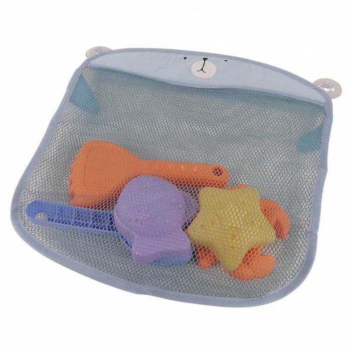 Organizer kąpielowy miś niebieski – praktyczny pojemnik na zabawki