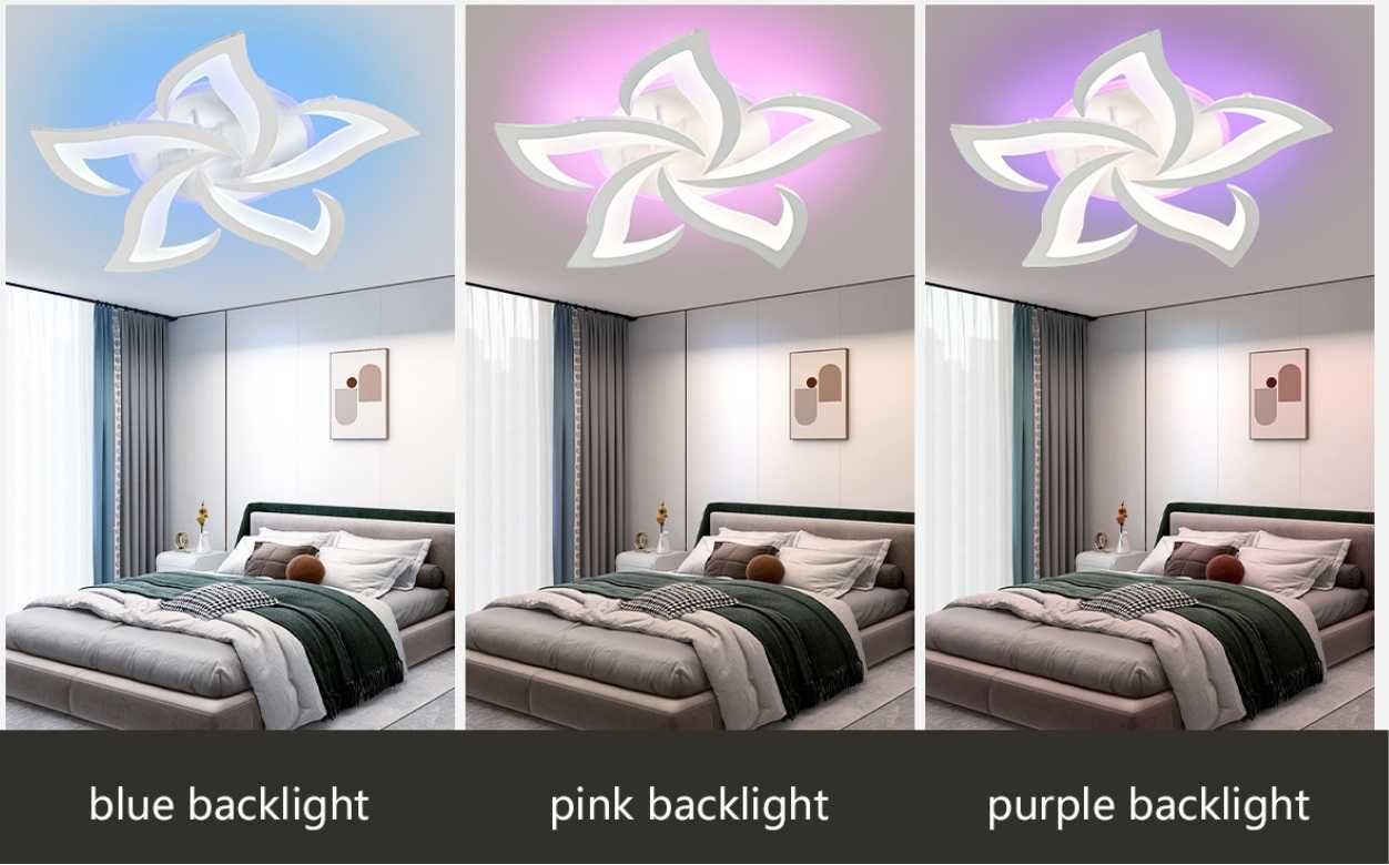 Lampa sufitowa LED lotos +RGB +ściemniacz 48h!! +APP +PILOT