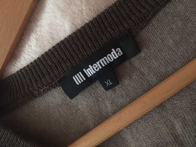 Elegancki sweter męski 100% welna merinos INTERMODA