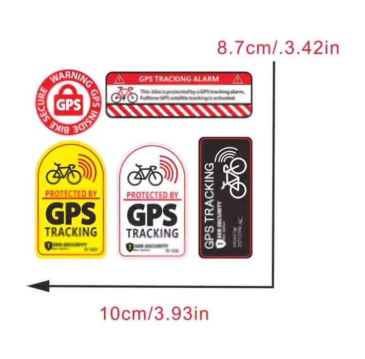 Naklejki ochronne GPS security kpl. 5 szt. rower, hulajnoga, motor