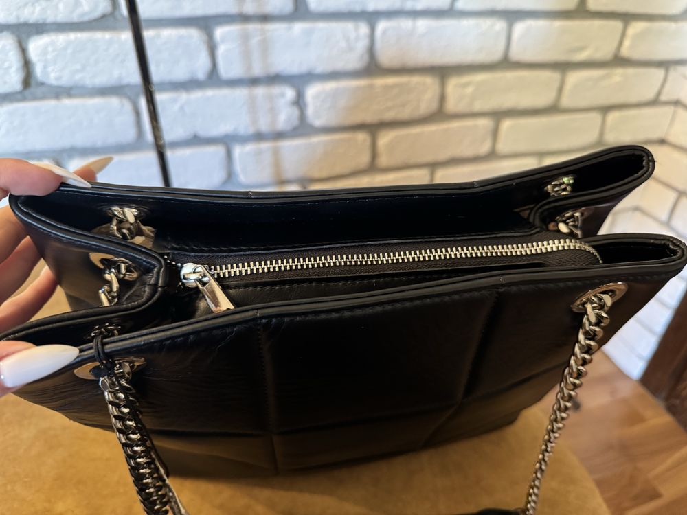 Torba shopper skórzana czarna