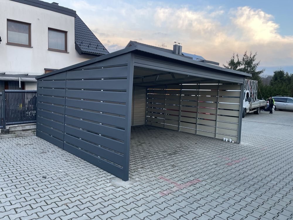 Wiata samochodowa 6x6, grafit mat, antracyt. PRODUCENT.