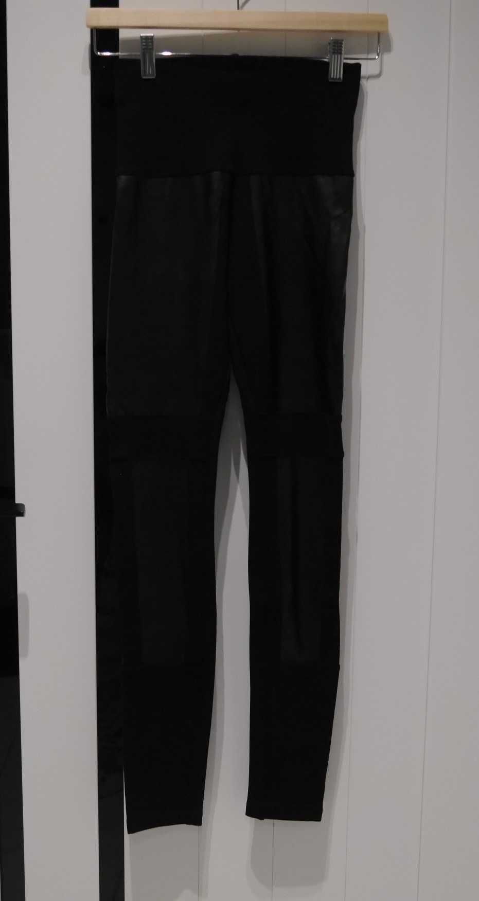 Gina Tricot legginsy skórkowe wstawki 36 S
