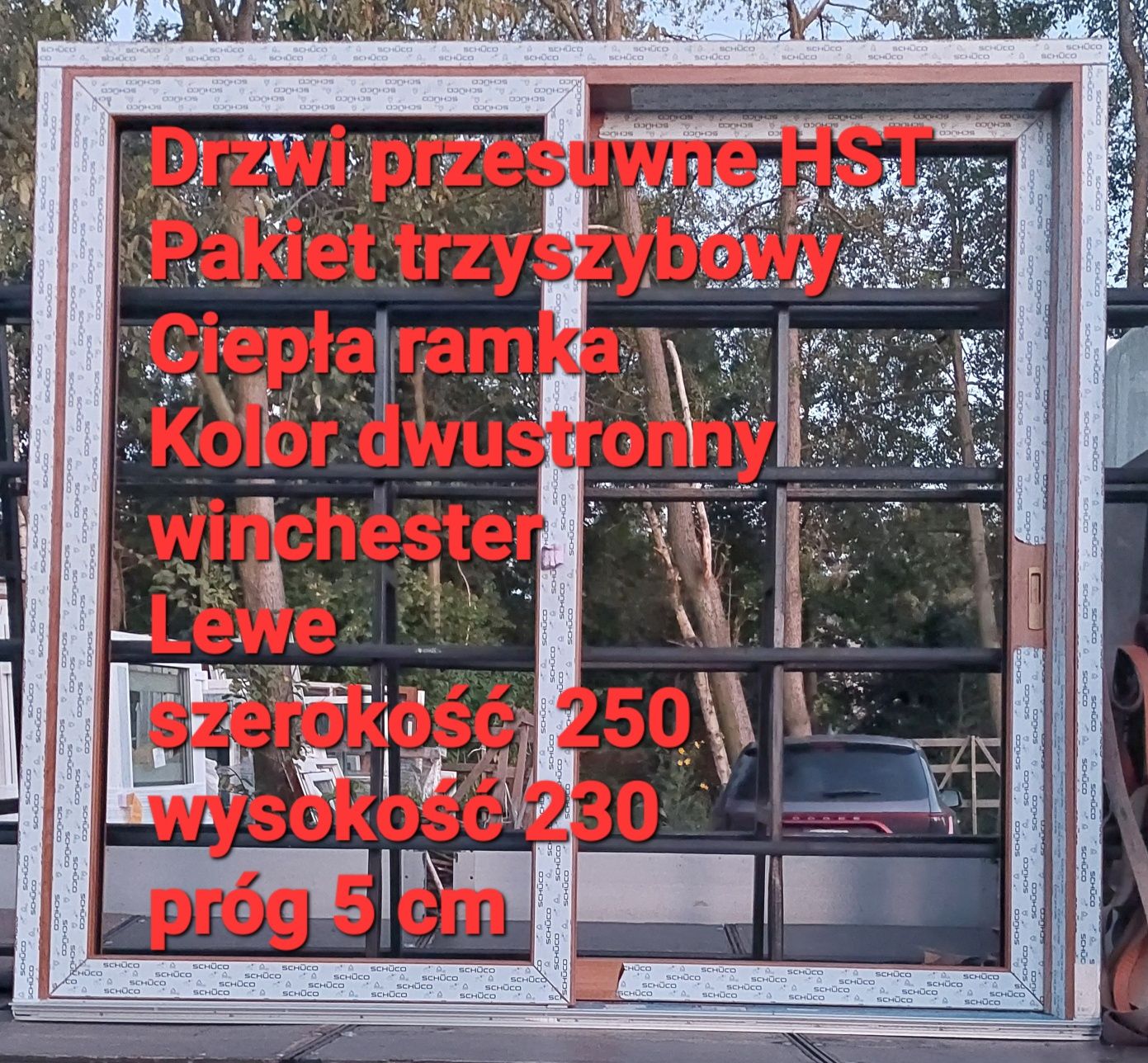 Okno przesuwne slaide Winchester 146x143 3 szybowe Ciepła ramka  Premi