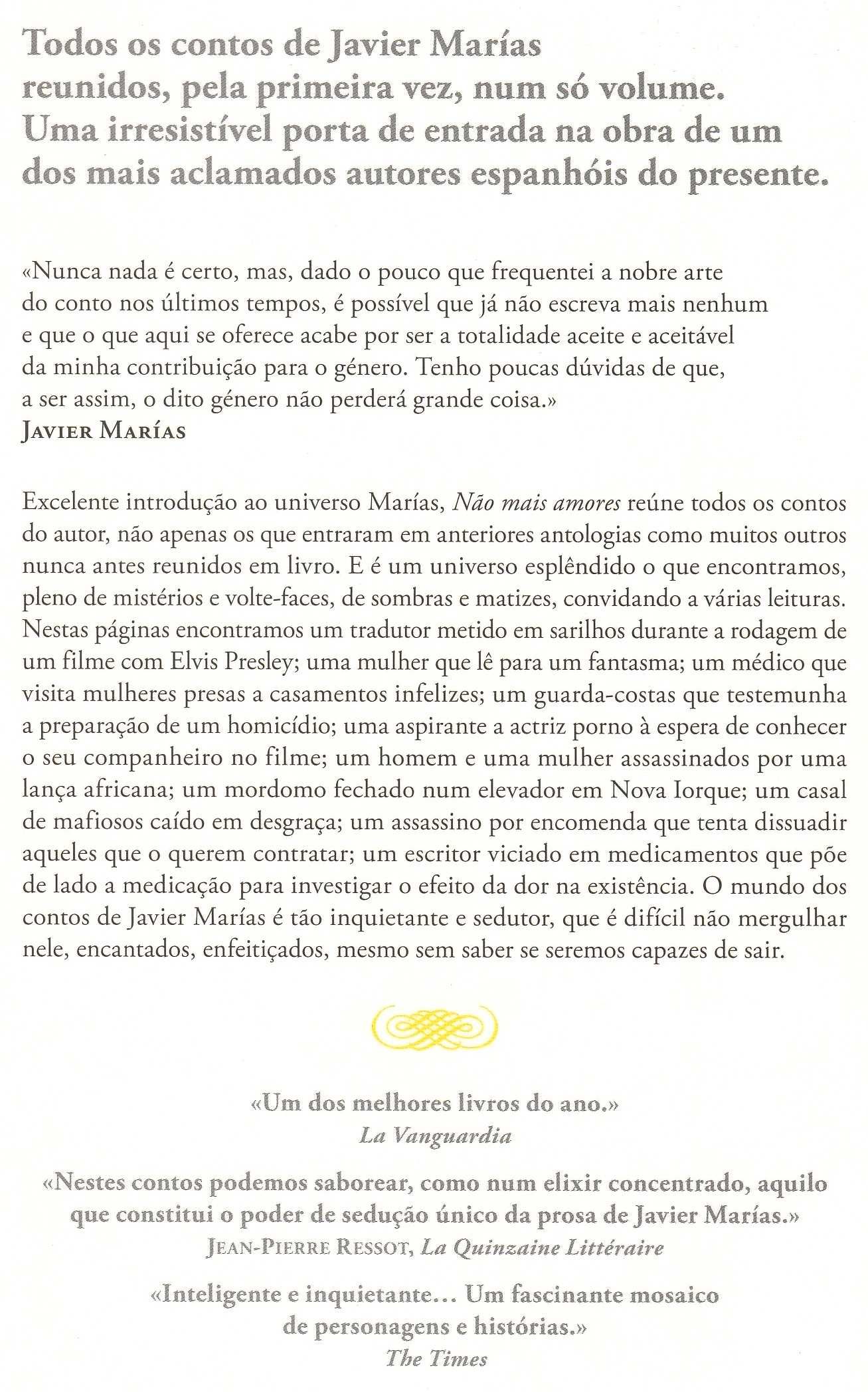 Livro Não Mais Amores de Javier Marías [Portes Grátis]