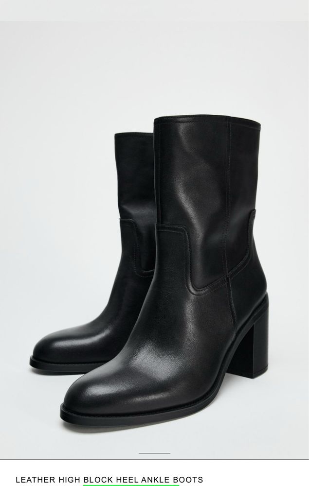 Черевики Zara р. 38 натуральна шкіра , сапоги, ботинки, ботильйони,