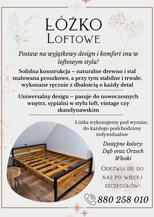 Łóżko drewniane LOFT