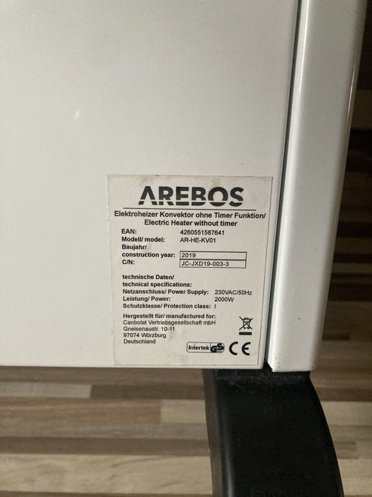 Grzejnik elektryczny z termostatem 2 biegi