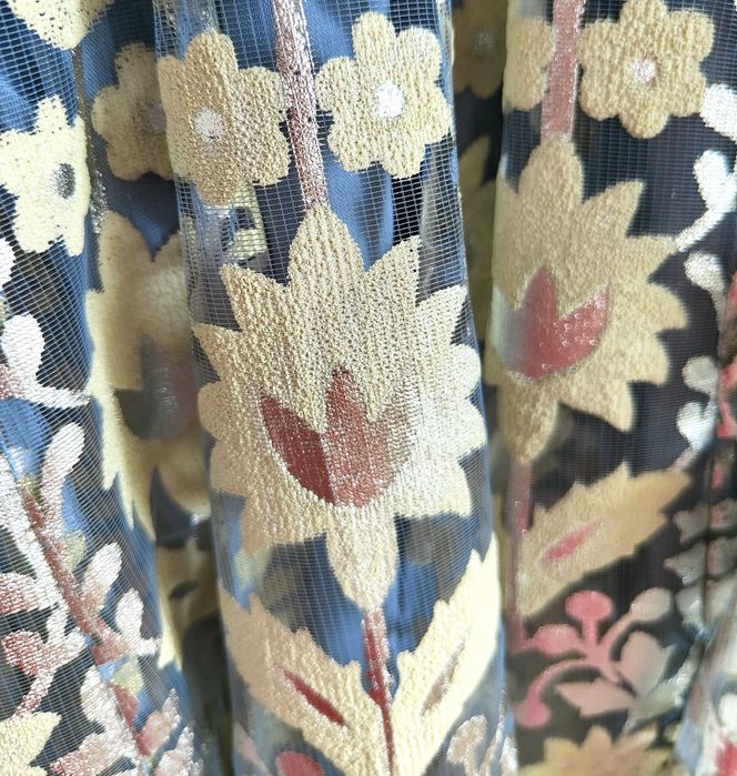 Niebieska suknia balowa S 36 kwiaty floral księżniczka królowa zima