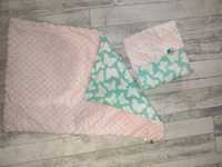 Zestaw do wózka łóżeczka kołdra poduszka handmade dziewczynka