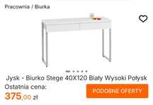 Toaletka konsola biała połysk Jysk