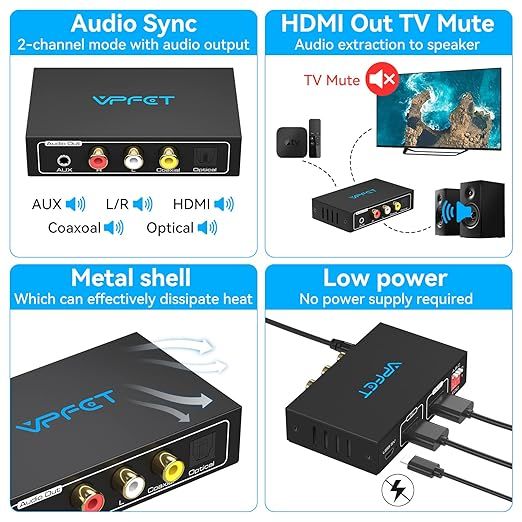 Ekstraktor audio HDMI 4K VEDINDUST z wyjściem optycznym i L/R