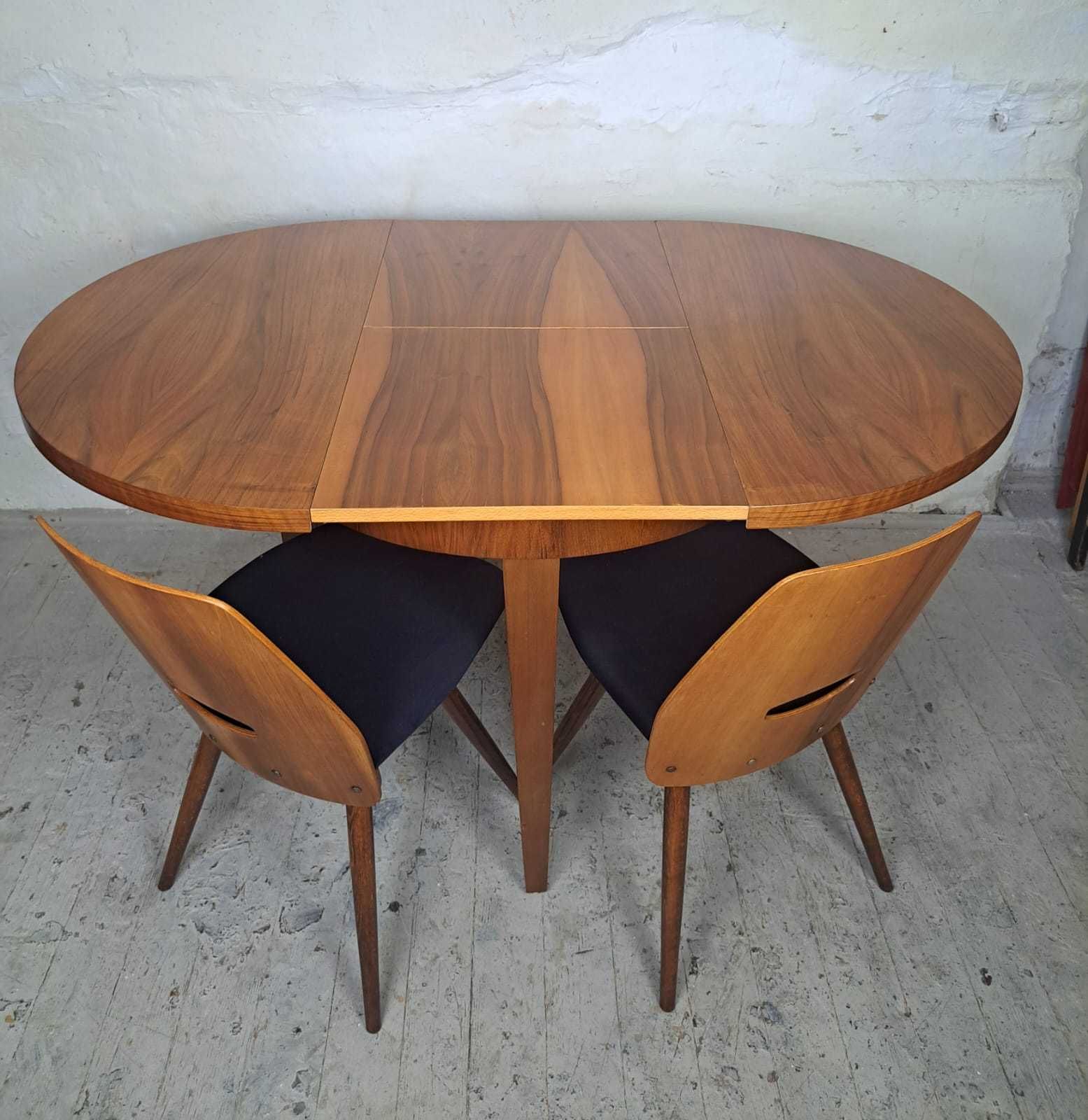 Okrągły stół rozkładany, orzech, mid moderncentury