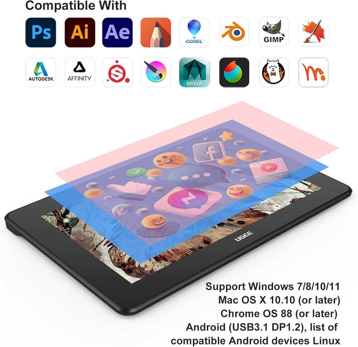 UGEE U1600 tablet graficzny FullHD 15,4" Windows/Mac/Android/Linux/OSU