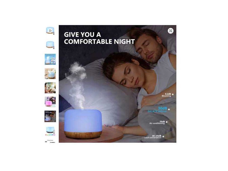 Difusor de aroma de grão de madeira USB de 500 ml, difusor de óleo