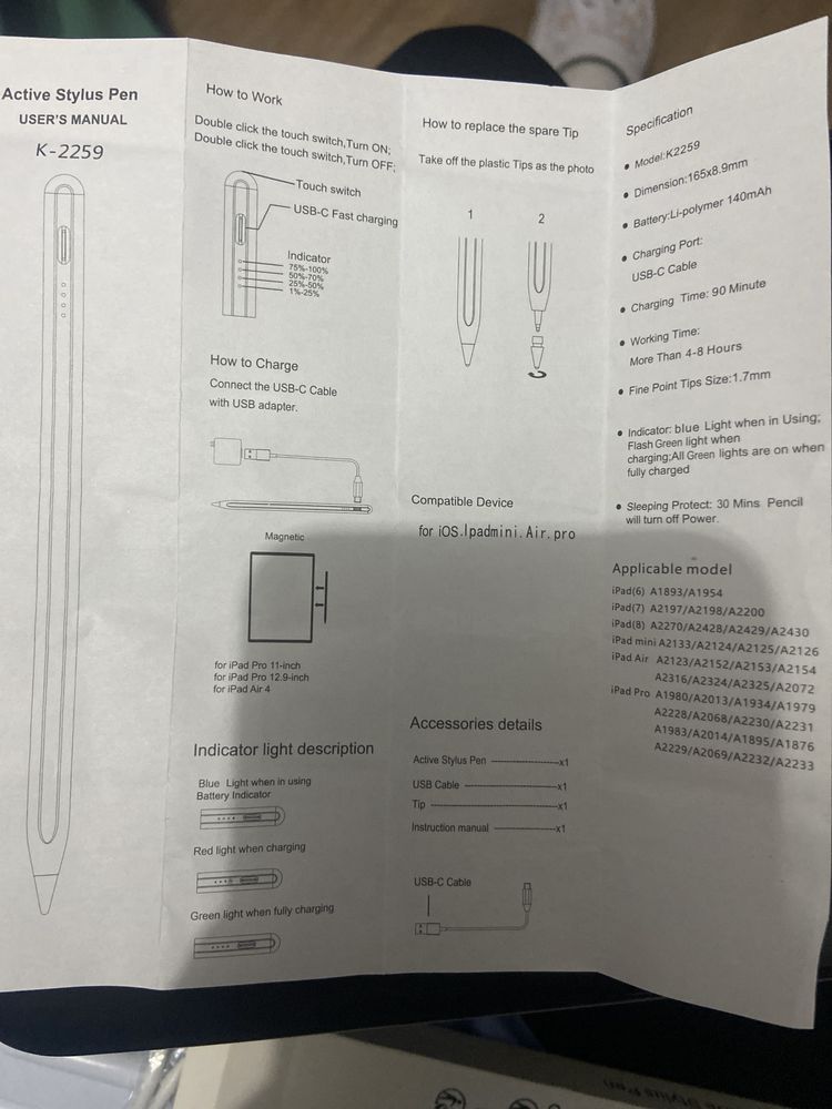 Caneta tátil para ios ipadmini air pro