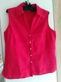 Koszula  bluzka LEN Wallis  czerwona - malina krotki rekaw