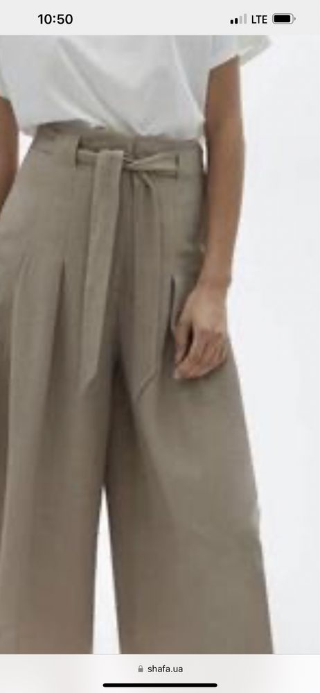 Новые брюки -кюлоты из льна белого цвета Massimo Dutti 36 р