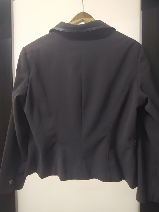 Żakiet 44 brązowy z wstawkami Eco skóry